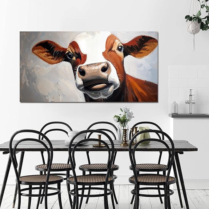 Canvas Wall Art Decor Canvas Wall Pictures For Living Room Highland Cow Decor Modern Abstract Wall Art Black And White Wall Art Artwork for Walls Work For Home Kitchen Office Wall Decor 20" X 40"