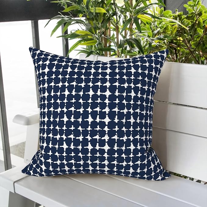 LVTXIII Outdoor Throw Pillows, Decorative Throw Pillows with Inserts, 16"x16" Square Pillows for Bed, Couch, Sofa and Patio Furniture, Set of 2, Tie-dye Navy
