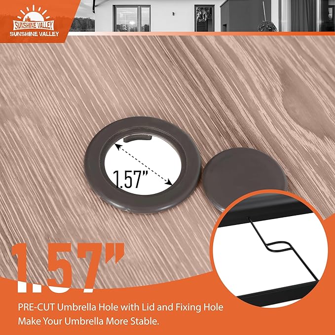 5 Pieces Patio Dining Sets for 4 Person, Outdoor Table and Chairs Set with Wood-Like Patio Dining Table(1.57" Hole) & 4 Textilene Patio Dining Chairs, Outdoor Dining Sets for Deck