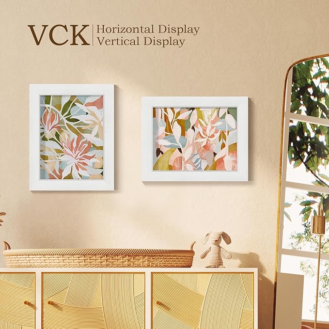 VCK 8.5x11 Certificate Frame, White Wood 8 1/2 x 11 Picture Diploma Document Frames for Wall and Tabletop, 1 Pack