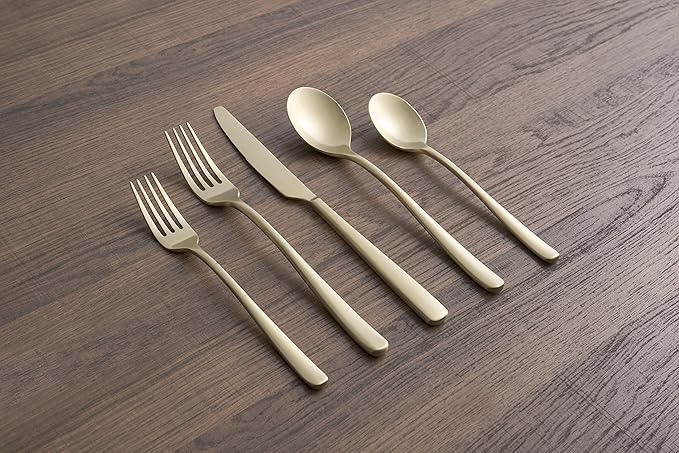 Cambridge Silversmiths Rise Champagne Satin 20-Piece Flatware Set, Service for 4