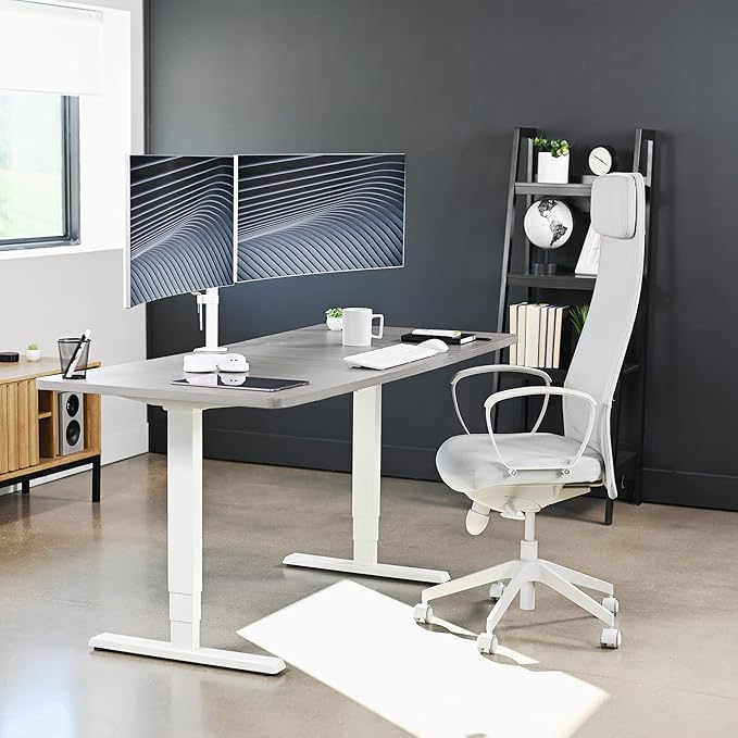 VIVO Dual Ultrawide Monitor Desk Mount, Heavy Duty Fully Adjustable Steel Stand, Holds 2 Computer Screens up to 38 inches and Max 22lbs Each, White, STAND-V038W
