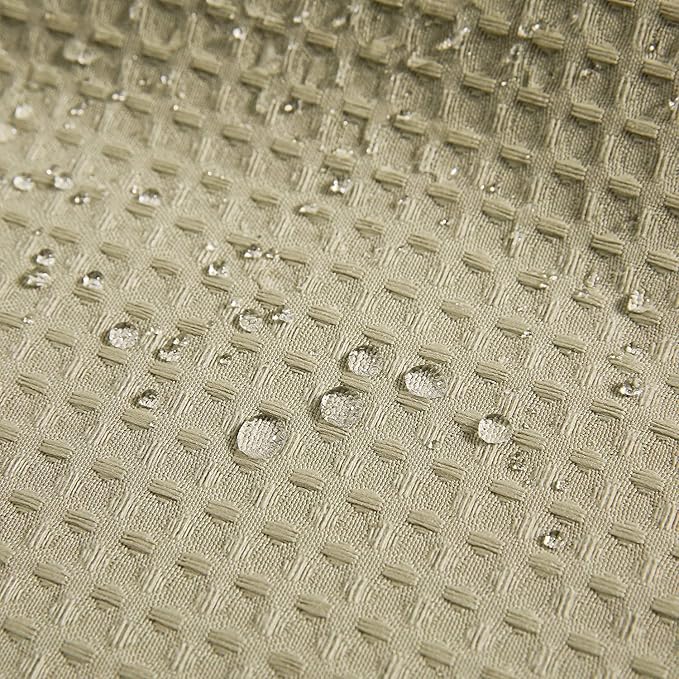 River Dream Heavyweight No Hooks Required Dotted Waffle Weave Shower Curtain with Snap in Liner - 71W x 74H,Hotel Grade,Spa Like Bath Curtain,Linen