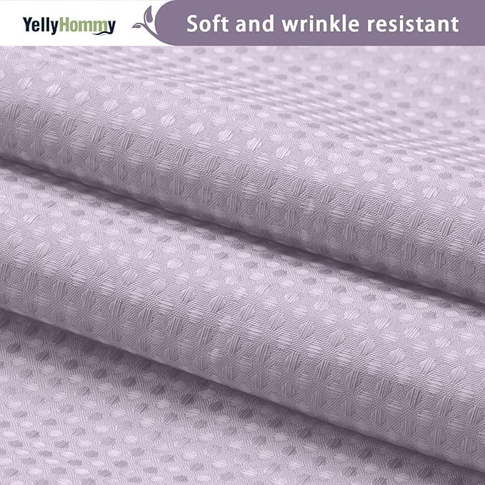 YellyHommy No Hook Shower Curtain with Snap in Liner Set Less Time Waffle Shower Curtain for Bathroom 75" L x 72" W Purple