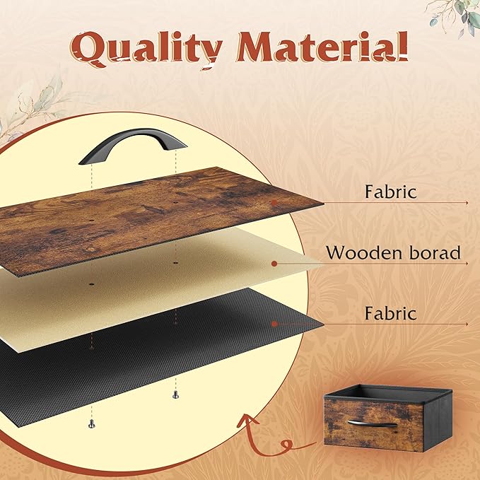 TV Stand Dresser with LED Lights & Power Outlets, Entertainment Center for 50" Inch TV, 5 Drawers TV Stand for Bedroom Dresser with Shelves for Living Room, Sturdy Metal Frame, Rustic Brown