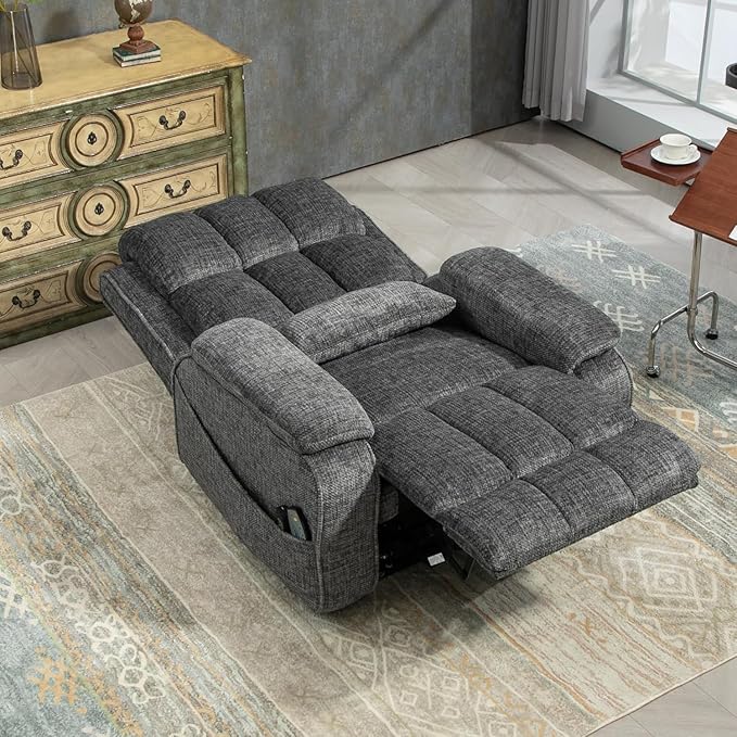 Power Lift Recliner Chairs for Elderly - Infinite Position Lay Flat Recliner with Heat & Massage Side Storage Cup Holder - USB Type C Charging - Dual Motor Lift Chair 400 lbs