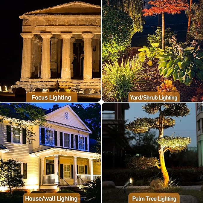 Low Voltage Landscape Lighting, 12V Brass Landscape Lighting Solid - Heavy Duty Waterproof Outdoor Up Lighting for Garden, Yard, Trees, Path & Deck - Bronze Accent Lighting, 4 Packs(No Bulb)