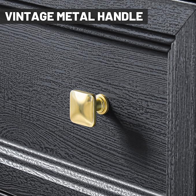 Farmhouse Dresser for Bedroom, 41" Tall Black Dresser with 8 Drawers, Soide Rustic Wood Vintage Dressers Chest of Drawers for Bedroom, Living Room, Hallway