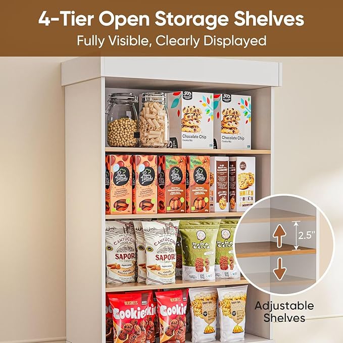 Vyre 70.8" Tall White Bookshelf, Farmhouse Modular Bookcase with 6-Tier Adjustable Shelves, Large Storage Cabinet for Home Office, Living Room