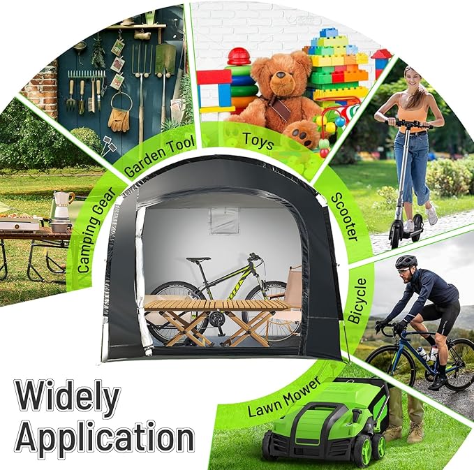 Bike Storage Tent Sheds, Waterproof Storage, 7.22 * 4.92 * 6ft Bicycle Shed Tent, Outdoor Shelter with Carry Bag for Motorcycle, Garden Tool, Outdoor Activities - L