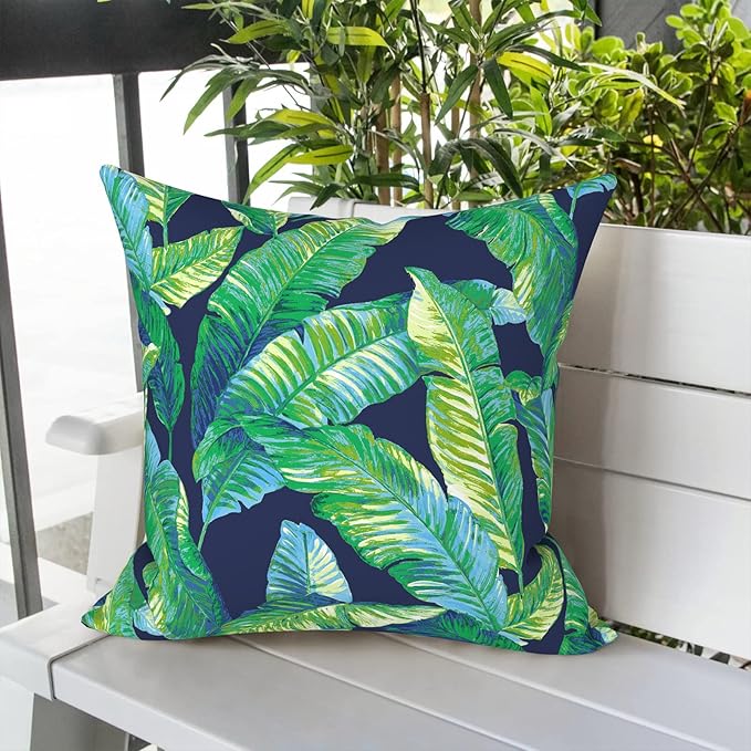 LVTXIII Indoor Outdoor Pillow Covers, Covers ONLY Patio Accent Square Toss Pillow Cushion Case 18" x 18" Pack of 2 for Chair Sofa Couch Patio Furniture Decoration – Hanalei Lagoon