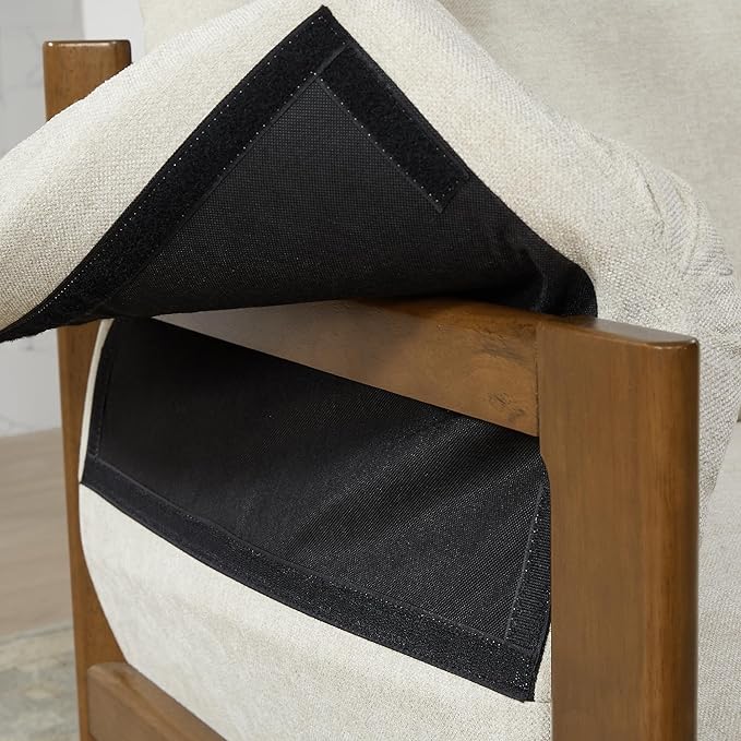 CHITA Accent Chair Set of 2, Mid Century Modern Fabric Upholstery Armchair for Living Room, Solid Wood Frame, Fabric in Linen