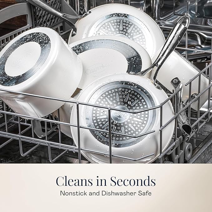 Gotham Steel 12 Pc Ceramic Cookware Set Nonstick, Ceramic Pots and Pans Set Non Stick with Steamer for Cooking, Non Toxic PFOA PFOS Free, Premium Stay Cool Handles, Oven & Dishwasher Safe