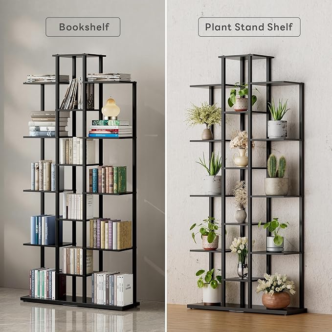 Bookshelf,Small Bookcase for Small Space,6-Tier Bookshelf for Living Room, Home Office, Study,7.87 x 26.77 x 55.5 Inches,Black