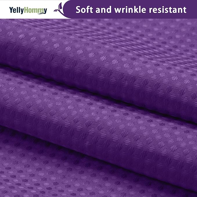 YellyHommy No Hook Shower Curtain with Snap in Liner Set Less Time Waffle Shower Curtain for Bathroom 75" L x 72" W Deep Purple