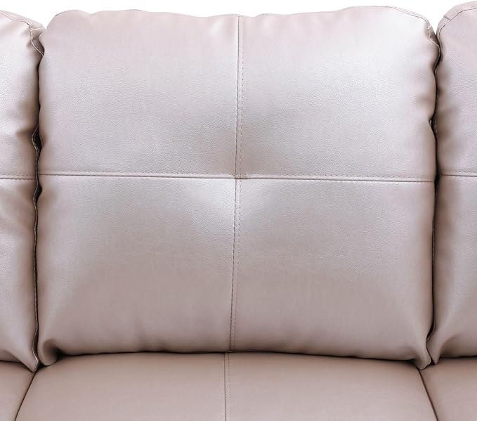 NicBex Sectional Couch 2 Pieces 66.5" L Sofa with Right Chaise Faux Leather L Shaped Cloud Couch for Living Room Furniture Sets with Cushion, Modular Sofa for Living Room & Small Apartment, Latte