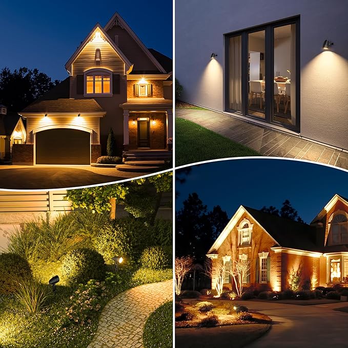 ZZXX Low Voltage Landscape Lighting 12W 1200LM Landscape Lights with Photocell Sensor, 2700K Super Warm White LED Spotlights Outdoor IP66 Waterproof AC/DC 12V-24V for Yard Garden Pathway Tree(10 Pack)