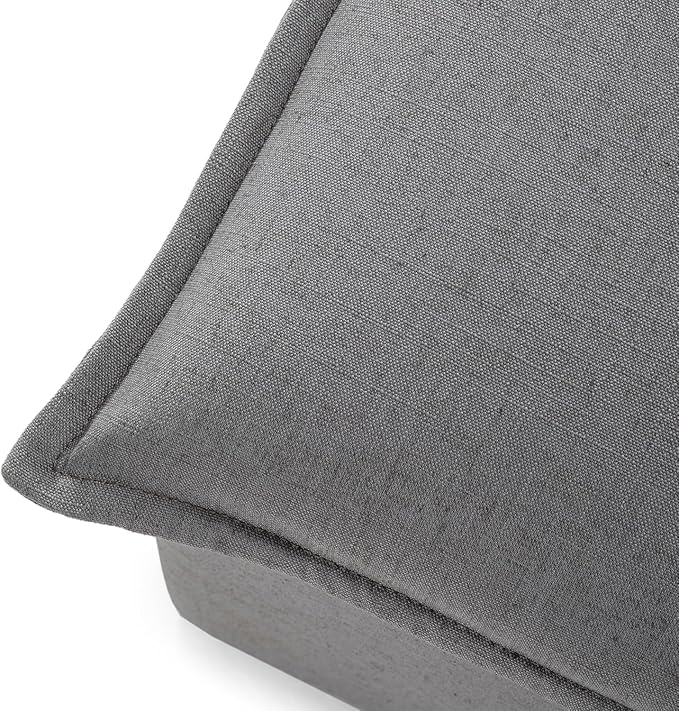 Maven Lane Claude Large Square Rustic Upholstered Ottoman, Cushioned Footrest for Living Room Couch, Chair, or Dorm Room in Slate Fabric Upholstery