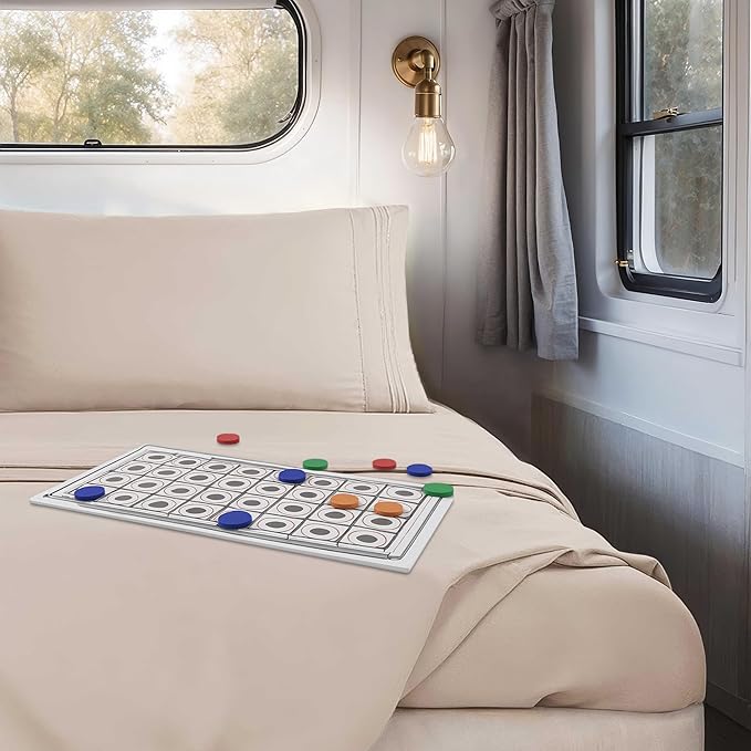 Clara Clark Bed Sheets, Premier 1800 Series 4 Piece RV Queen Sheet Set, Luxury Soft Sheets for RV Bunks, Short Queen - Beige Cream