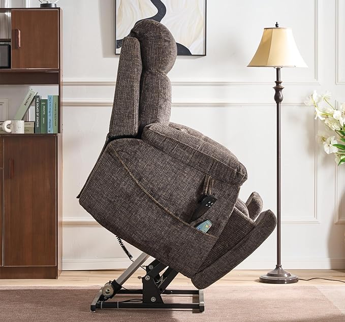 Power Lift Recliner Chair for Elderly, Oversized Lift Chair with Heat and Massage, 26in Extra Wide Recliner Chair for Big Man 400lbs, Hidden Cup Holder Lay Flat Recliner Chairs for Sleeping, Charcoal