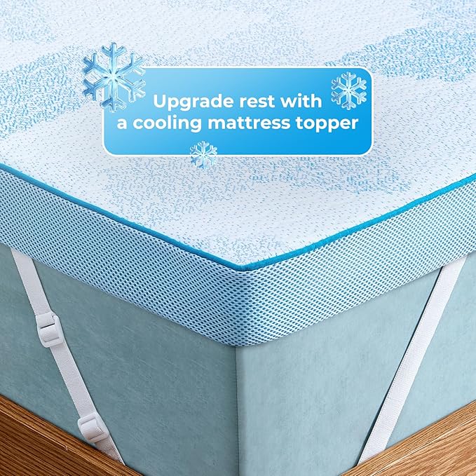 PERLECARE Medium Firm Mattress Topper Queen – 3 Inch Cooling Gel Memory Foam Bed Topper for Pressure Relief, Supportive Soft Mattress Pad with Removable Non-Slip Cover, CertiPUR-US Certified