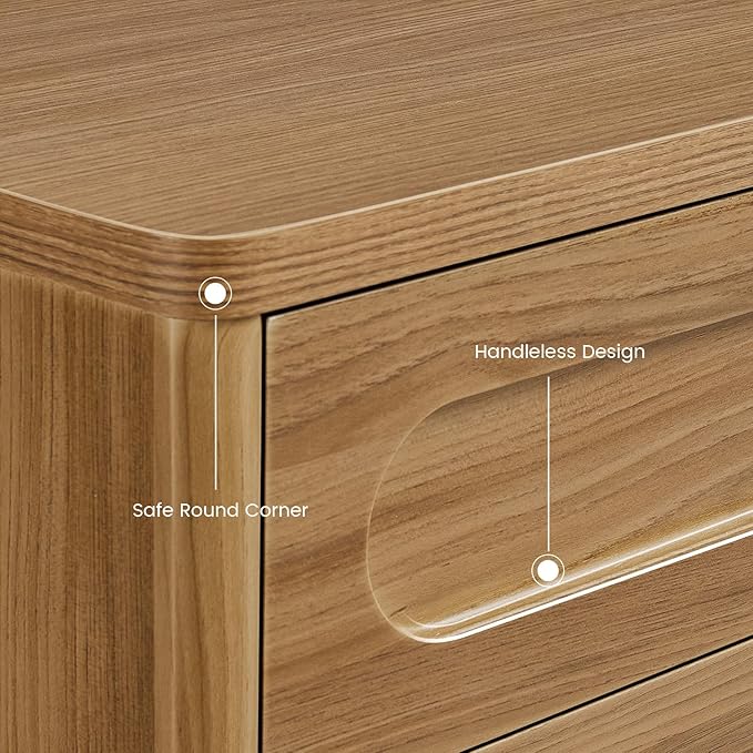 Dresser for Bedroom with 8 Drawers, 47.2" Wide Dresser for Closet with Deep Drawer, Large Wood TV Stand, Modern Chest of Drawers for Bedroom, Hallway, Oakbrown