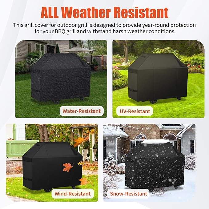 iCOVER Grill Cover 70 inch, BBQ Grill Cover for Outdoor Grill, 600D Heavy Duty Waterproof BBQ Cover, Anti-UV and Rip-Proof Barbecue Cover, Gas Grill Cover for Weber, Char-Broil, Nexgrill, etc