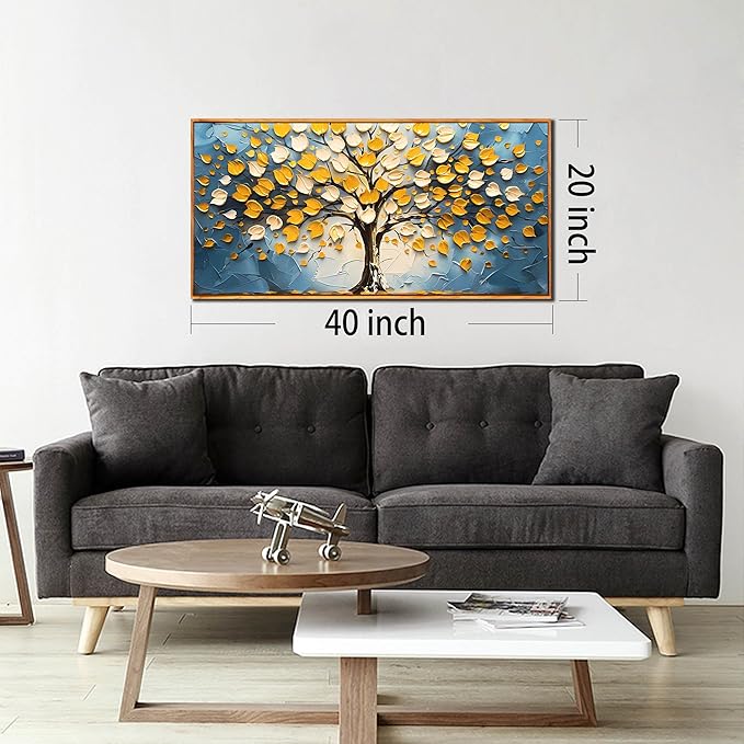 Tree Canvas Wall Art for Living Room - Modern Pictures Wall Art for Office - Wooden Framed Wall Art for Bedroom Size 20" x 40"