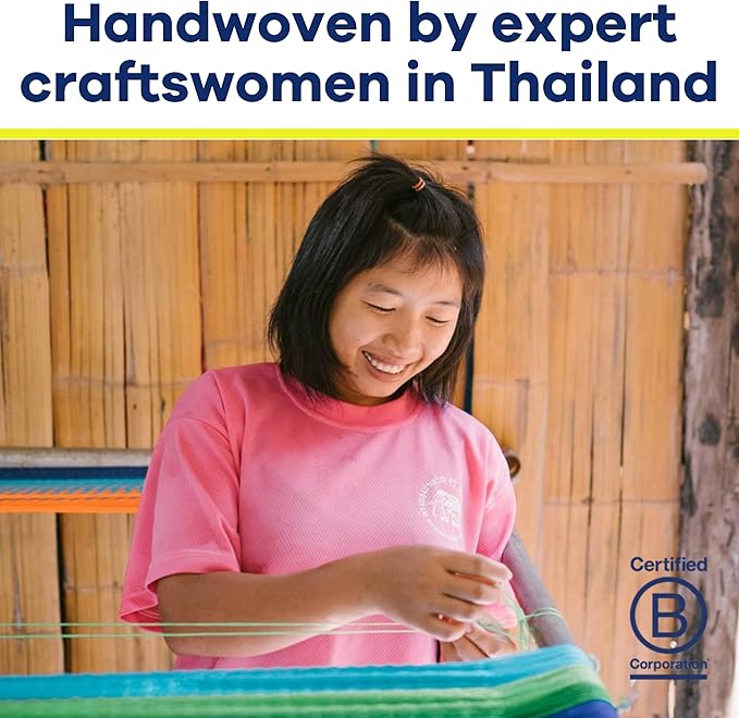 Handwoven Hammock by Yellow Leaf Hammocks - Family Size, Fits 2+ PPL, 550lb max - Weathersafe, Super Strong, Easy to Hang, Ultra Soft, Artisan Made - Color: Neon - Blue - Turquoise