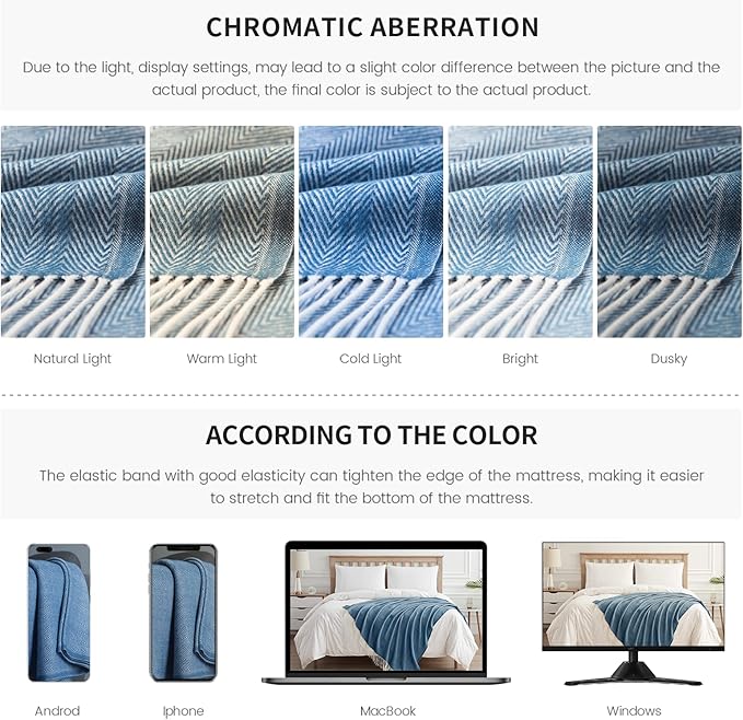 BOURINA Decorative Herringbone Faux Cashmere Fringe Throw Blanket Lightweight Soft Cozy for Bed or Sofa Farmhouse Outdoor Throw Blankets, 50" x 60", Navy