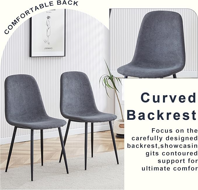 Round Dinning Table Set for 4, 45IN Kitchen Table Set with Faux Marble Table Top and PU Upholstered Chairs, Modern Dinner Table with Chairs Set for Dinning Room, Living Room