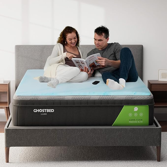 Ghostbed Plush Foam No Cover Mattress Topper, Twin XL 1.5 Inch Polyurethane Foam Plush Mattress Topper Twin XL for Back Pain, Durable and Easy to Install & Remove, Made in USA | CertiPUR-US Certified