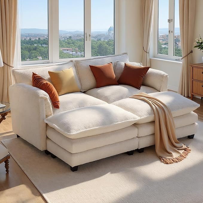 SweetGO corporation 42'' Plush Single Sofa Accent Chair with Ottoman for Living Room/Bedroom, Modern Couch for Cozy Lounge Chair for Reading