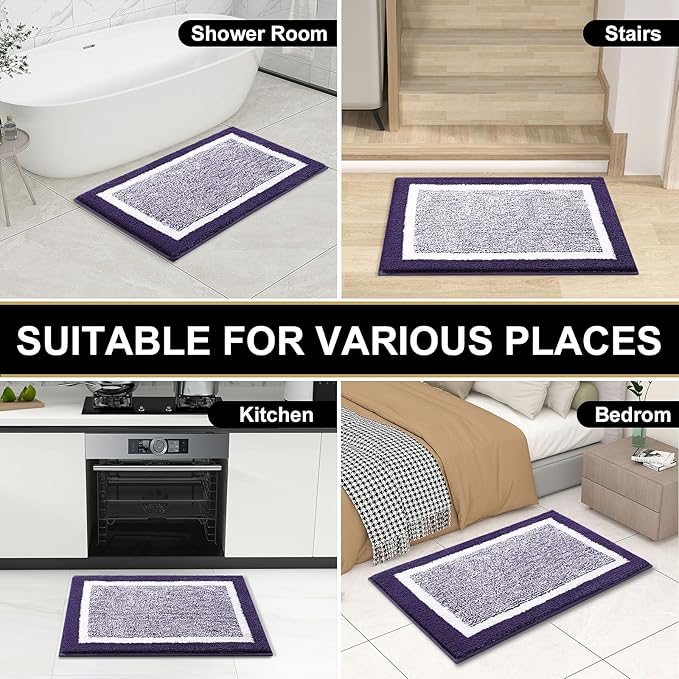 OLANLY Bathroom Rugs 30x20, Extra Soft and Absorbent Microfiber Bath Mat, Non-Slip, Machine Washable, Quick Dry Shaggy Bath Carpet, Suitable for Bathroom Floor, Tub, Shower (Medium, Purple)