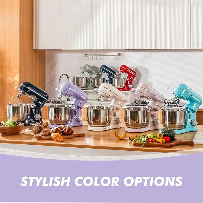 Kitchen in the Box Stand Mixer, 3.5 QT Small Electric Kitchen Mixer, 10-Speed Portable Lightweight Food Mixer with Stainless Steel Bowl, Egg Whisk, Dough Hook, Beater (Lavender Purple)