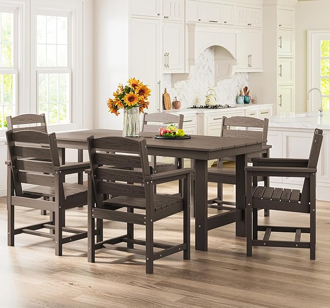 SERWALL Patio Dining Chair Set of 2, Coffee