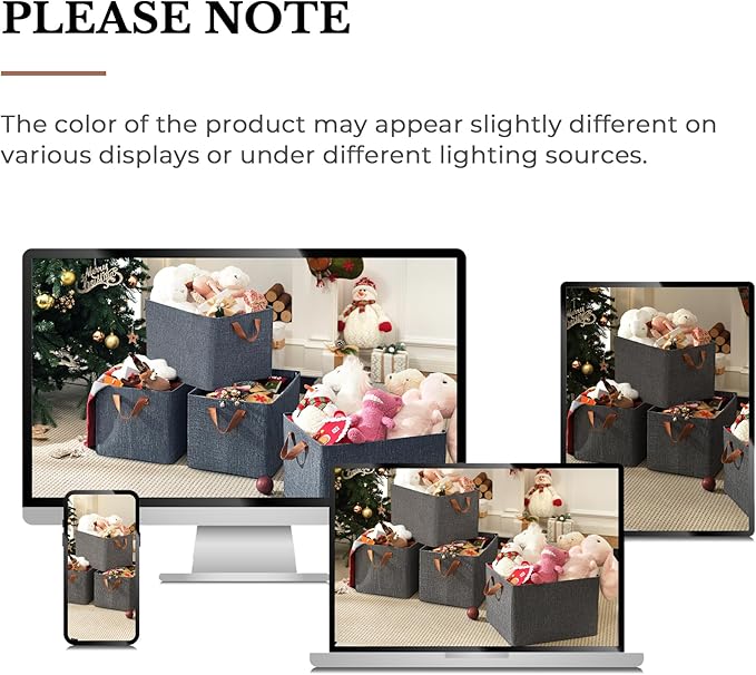 GRANNY SAYS Closet Storage Baskets, Collapsible Fabric Storage Bins with Metal Frame, Clothes Organizer Bins, Extra Large Baskets for Shelves, Dark Gray, 4-Pack