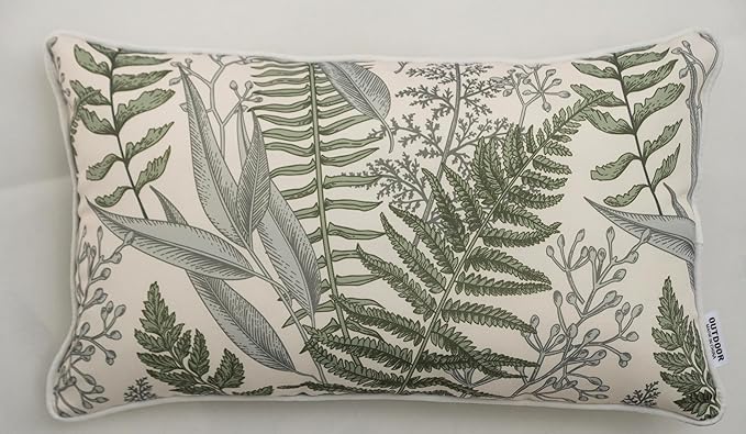 Pack of 2 Patio Lumbar Pillows, 12"x20" Fade Resistant Outdoor Waterproof Lumbar Pillow with Inners, Decorative Garden Lumbar Cushions for Home Patio Terrace Sofa Use