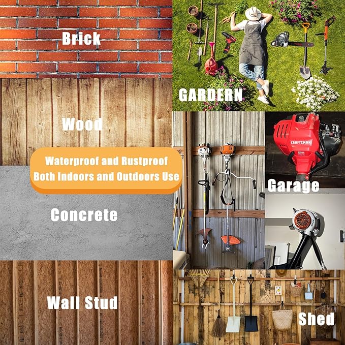 Garden Power Tool Hanger - Garage Wall Hooks, Weedeater & String Trimmer Hanger - Utility Hooks for Garage Tool Organizers and Storage - Black, 3 Pcs