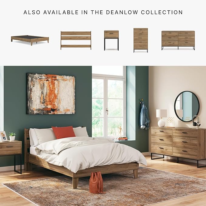 Signature Design by Ashley Deanlow Rustic Panel Headboard, Full, Light Brown