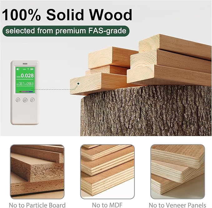 100% Solid Oak Coffee Table with Storage Shelf, 2-Tier Wooden Center Table for Living Room, Farmhouse Rustic Rectangle Table, Easy Assembly, Walnut Color, 39.37inch