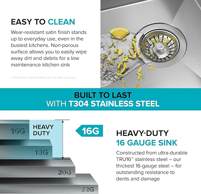 KRAUS KWU112-33 Kore Workstation 33-inch Undermount 16 Gauge Double Bowl Stainless Steel Kitchen Sink with Integrated Ledge and Accessories (Pack of 8)