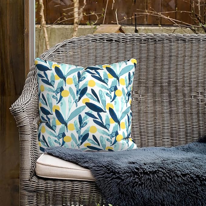 Outdoor Throw Pillow Covers 18”x18”, Decorative Pillow Covers for Patio Furniture, Modern Cushion Cases for Garden Couch Home Sofa Bed Office Chair, Pack of 2, Leaves Multi