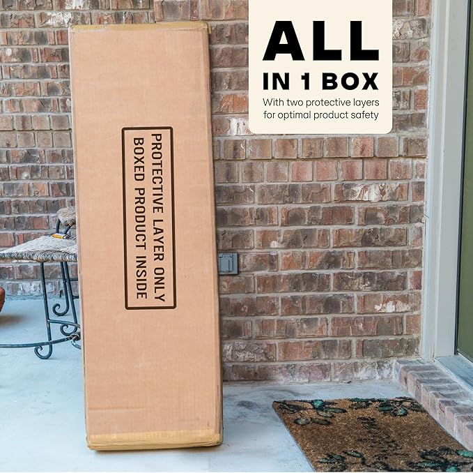 Acacia Kaylin Bed Frame with Headboard Solid Wood Platform Bed, Queen Bed Frame, Themed Headboard Wood Bed Compatible with All Mattress Types, No Box Spring Needed, Quick & Easy Assembly, Caramel.