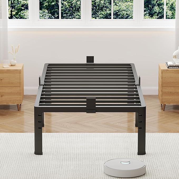 NKZ 14 Inch Twin Bed Frame, Sturdy Metal Platform with Round Corner Legs, 3,500 lbs Heavy Duty Steel Slat Support, Easy Assembly, Noise Free, No Box Spring Needed