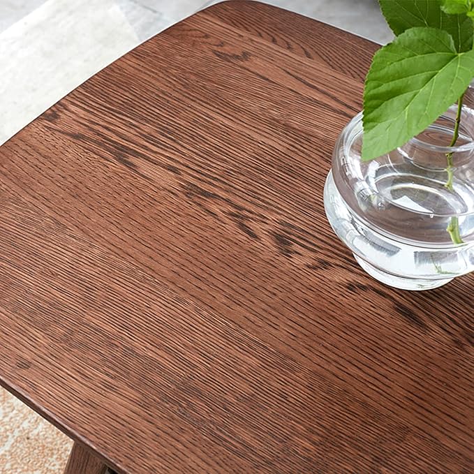 Wood Coffee Table - 100% Solid Oak Wood - Double Storage Coffee Table, Eco-Friendly Finish Center Table - Easy Assembly (Walnut, 47.24" D x 22.04" W x 17.32" H)