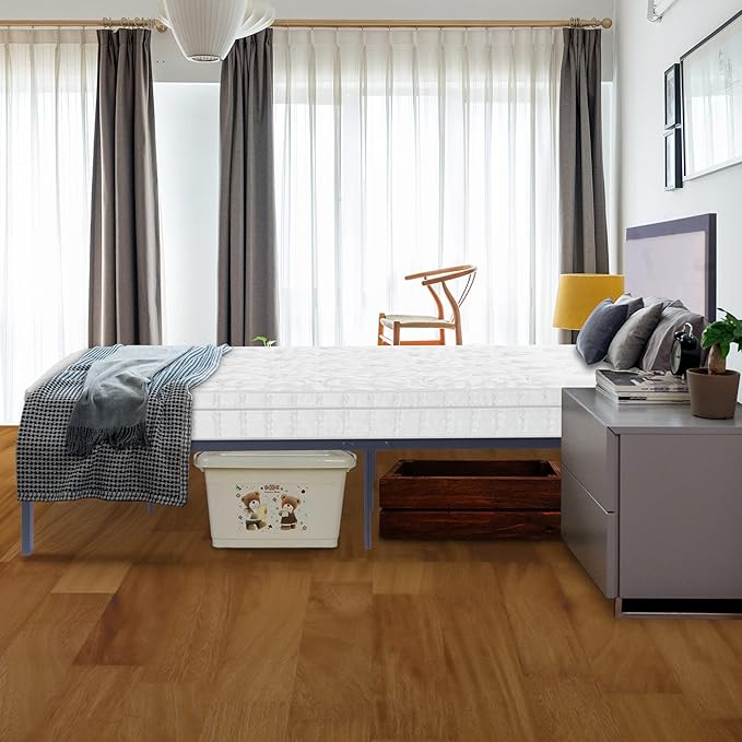 Metal Bed Frame Queen Size Platform with Head Board Mattress Foundation Heavy Duty Metal Slats for Bedroom Students Kids for Hotel Motel Storage Under Bed 500lbs (Black Metal, Queen)