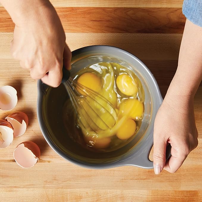 Rachael Ray Ceramics Nesting Mixing Bowl Set with Pour Spout, 1 Quart and 2 Quart - Dark Gray