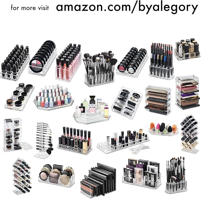 byAlegory Acrylic (Bronzer, Highlighter, Powder, Blush) Compact Organizer Designed For Larger Compacts | 10 Space Cosmetic Storage (CLEAR)