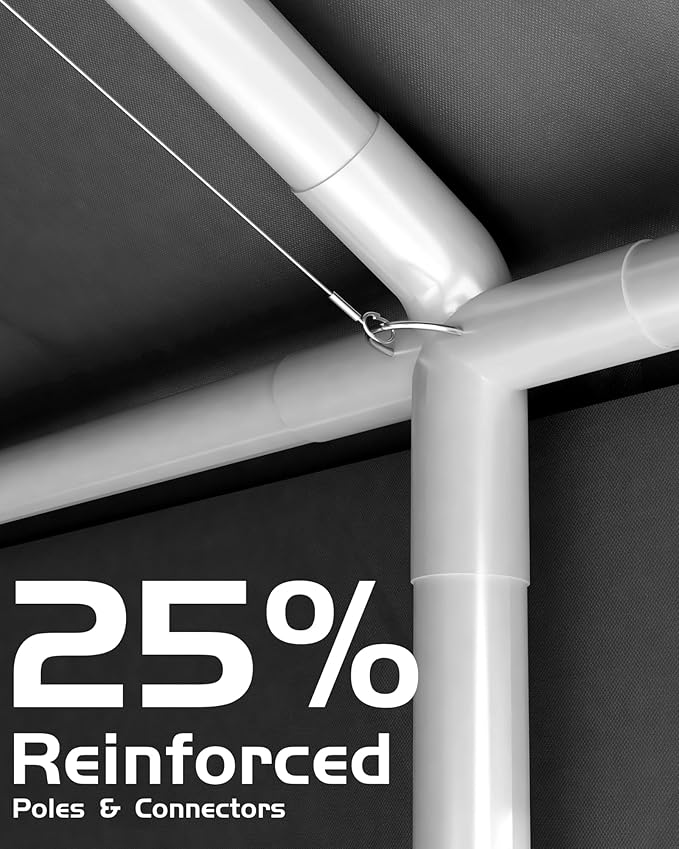 DEXSO 25'x13'x11' Windproof Carport Heavy Duty, 20 GA. Reinforced Poles & 14 mil PE Canopy, Extra Large Anti-High Wind Portable Garage for Full-Sized Pickup Truck and Bass Boat, Grey